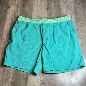 The North Face Teal and Lime Swim Trunks